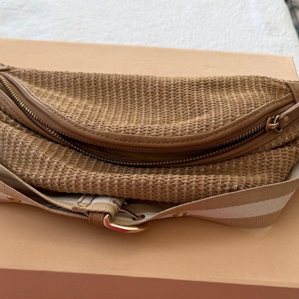 L*Space Tan Woven Crossbody Bag